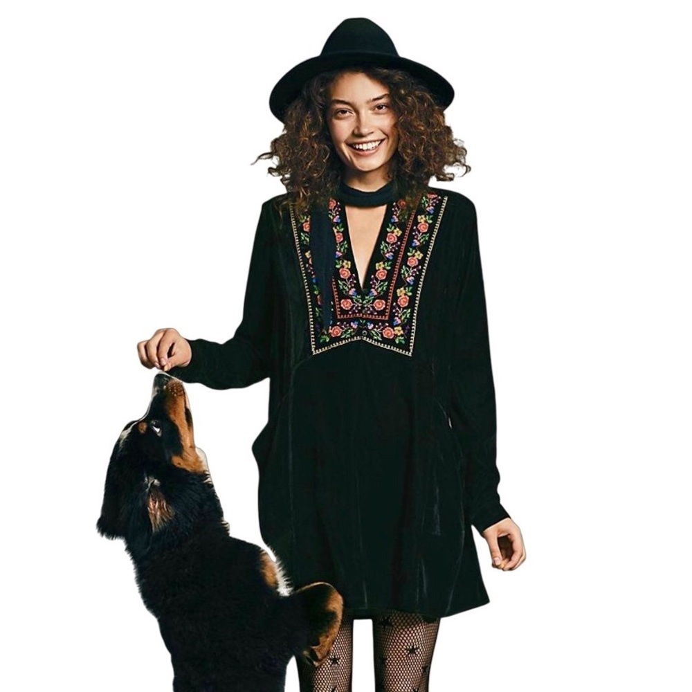 Free People Always Forever Velvet Mini Dress NWT